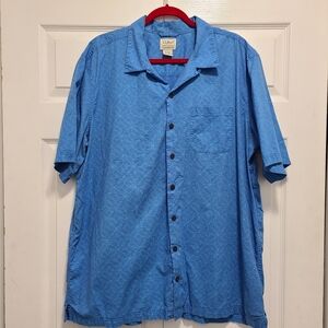 LL Bean‎ Men's Blue Geometric Cotton Shirt Size XLT